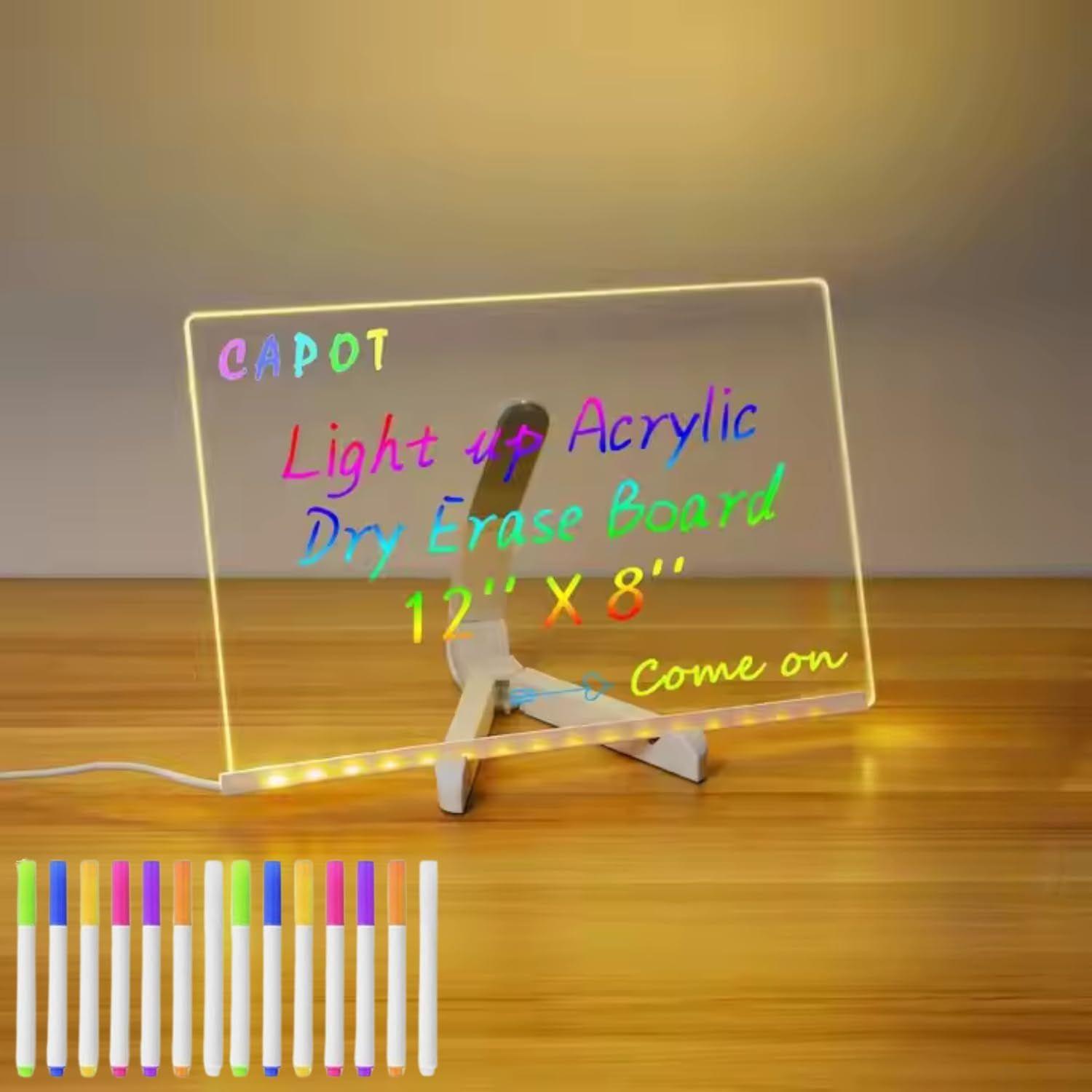 

Светодиодная акриловая доска для письма с 7 ручками и подсветкой – 20x 20 см DIY 3D перезаписываемая доска для сообщений, персонализированный ночник и светодиодный дисплей для дома