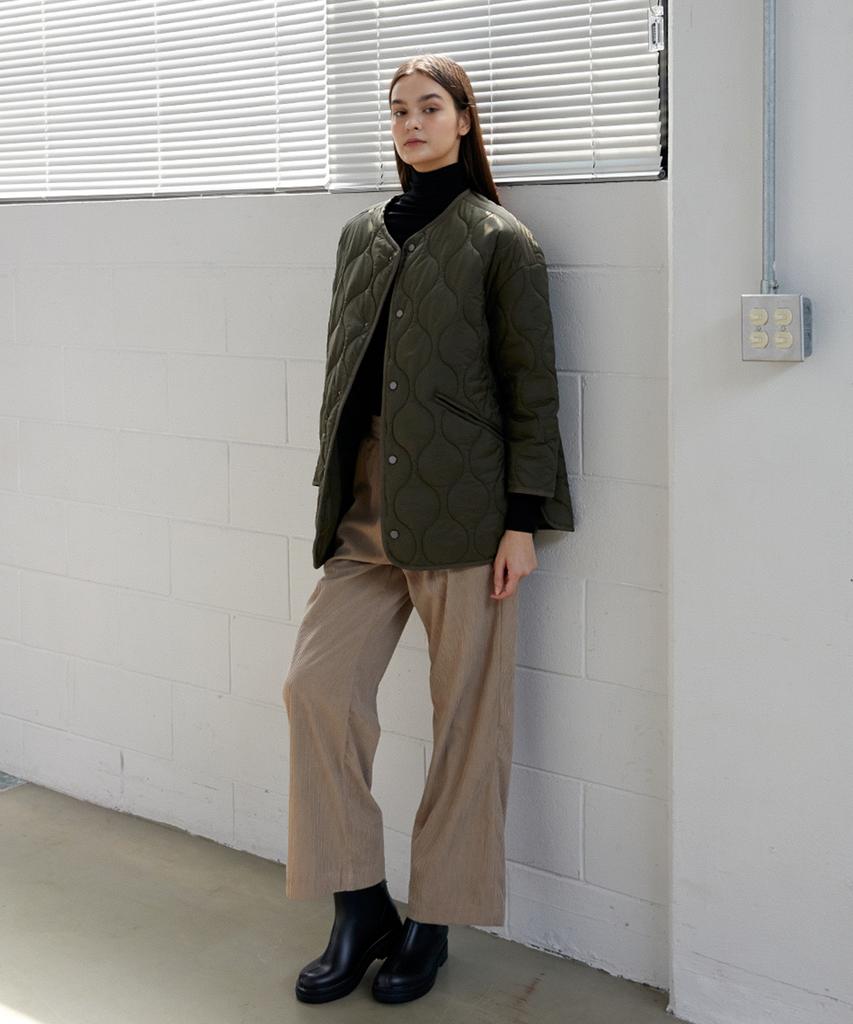 Tieseueichi Corduroy Semi-Wide Pants - Beige