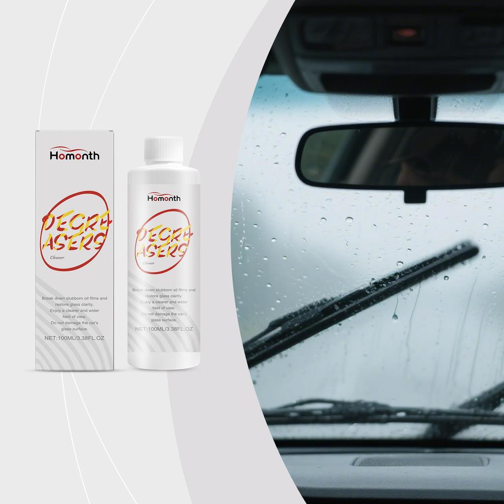 Homonth Automotive Glass Oily Film Cleaner, removes dirt and oil film, anti-fog, clear cleaning and maintenance for cars, 100ml