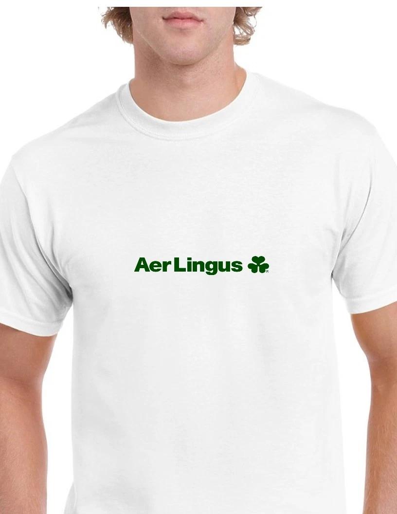 Aer Lingus Irish Airline Aerlingus Green Logo White Cotton T-Shirt L