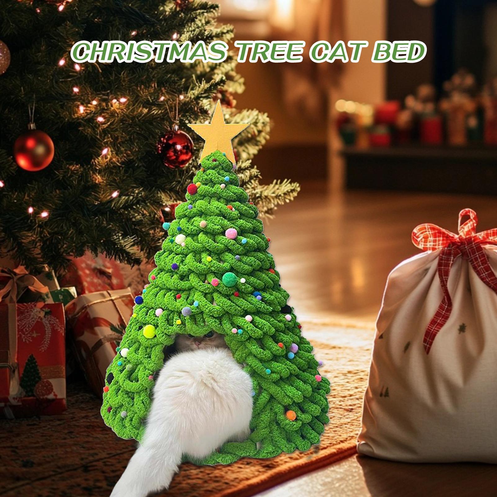 Christmas Tree Cat House Kit Tent Cave House Kitten Cave Beds Material Set for Family Friends Enthusiast Indoor Outdoor Home China Mainland