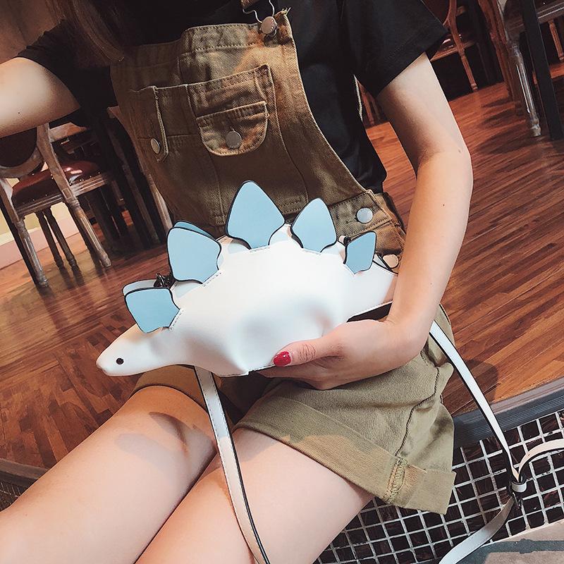 

Bag Women 2025 New Summer and Korean Edition Cartoon Cute Unique Styling Dinosaur Creative Personality Shoulder Crossbody Bag белый