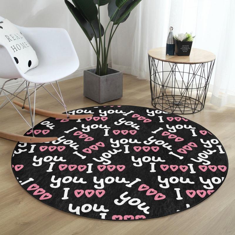 

Круглый ковер Love You Air Balloon, напольный ковер со стрелой, нескользящие круглые ковры, нескользящий коврик, ковры в форме сердца, розовый ковер для гостиной 40X40cm-16x16in