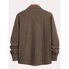 Men Corduroy Shirt Long Sleeve Plaid Solid Color Wrinkle Free Business Casual Slim Fit Top