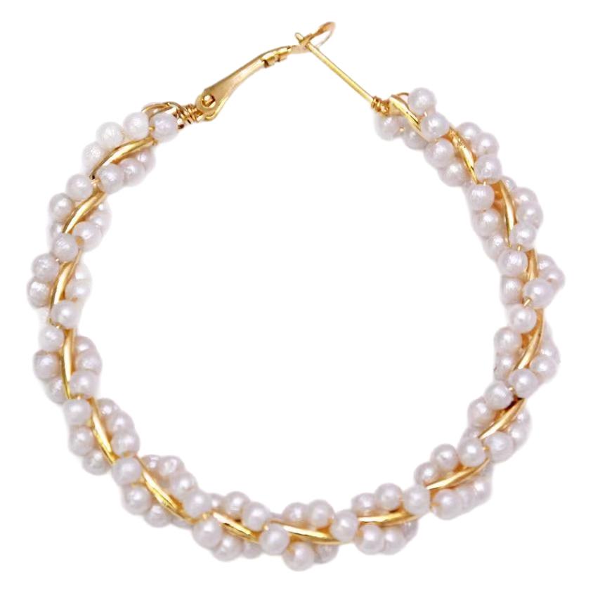 Circle Pearl Ear Clip: Elegant, Versatile, Large Party Hoops