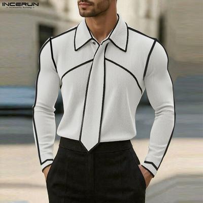 T-shirt Casual da Uomo Autunnali con Scollo a Revers, Manica Lunga, Cuciture a Coste, Maglie Intime