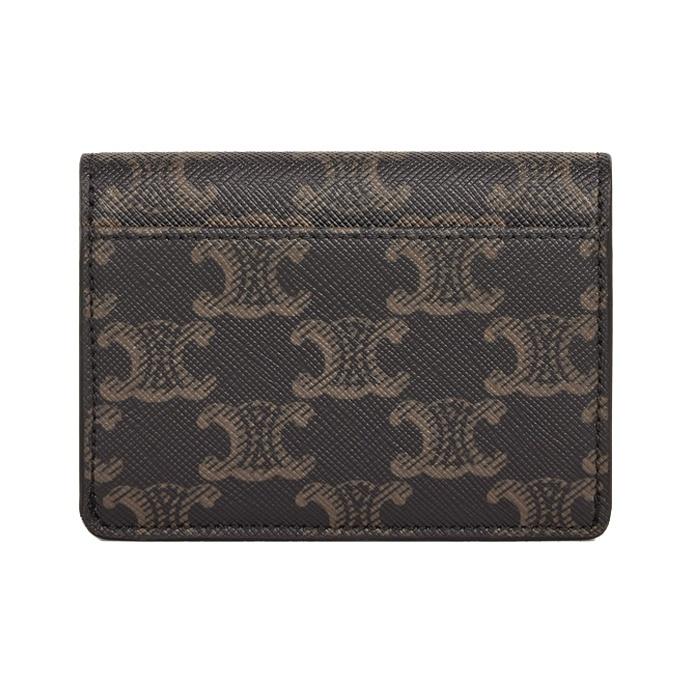 CELINE Triomphe Vintage Classic All-Over Print Metallic-Finish Lock Clasp Tri-Fold Canvas Wallet Small Women's Tan