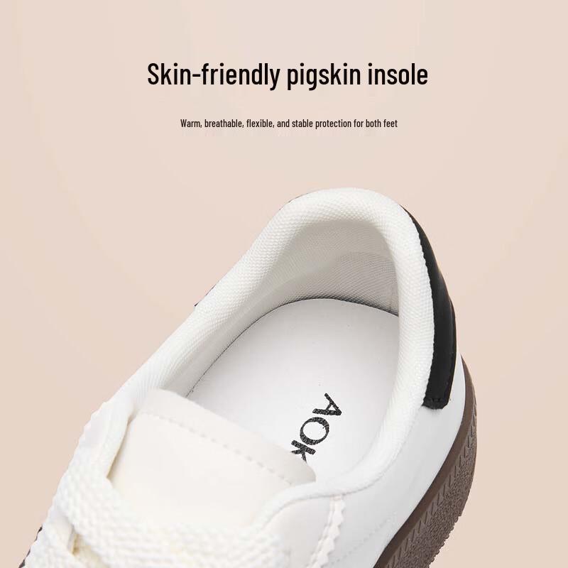Aokang Women's Black & White Round Toe Sneakers