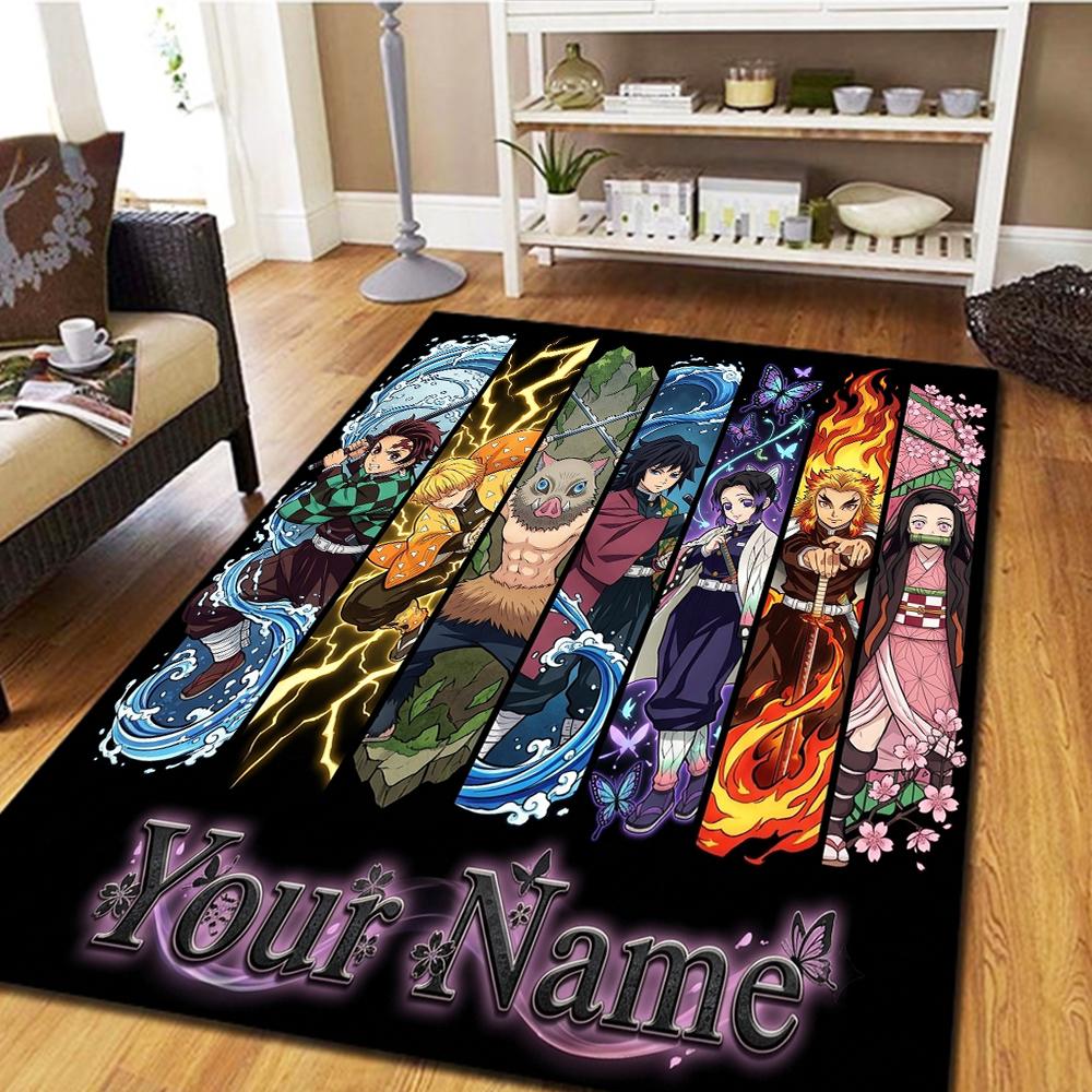 Tappeto Personalizzato Demon Slayer Kimetsu no Yaiba per Soggiorno Camera da Letto Decorazione Casa Stile Film Tappeto da Gioco per Pavimento -HE33