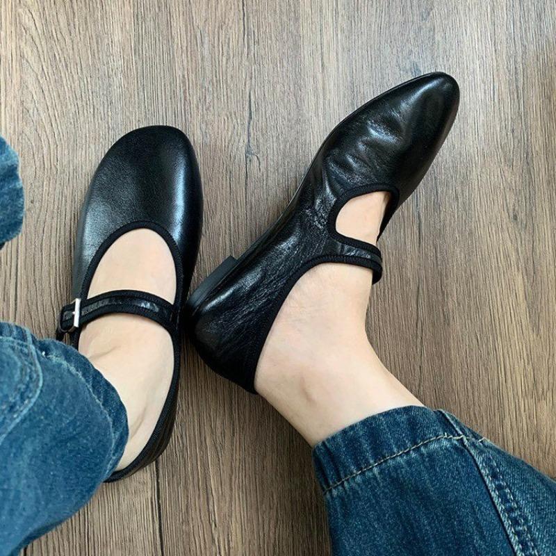 Leopard Print Low-heeled Single Shoes Autumn New Round Toe Shallow Mouth One-band Soft Sole Non-slip Low-top Shoes
