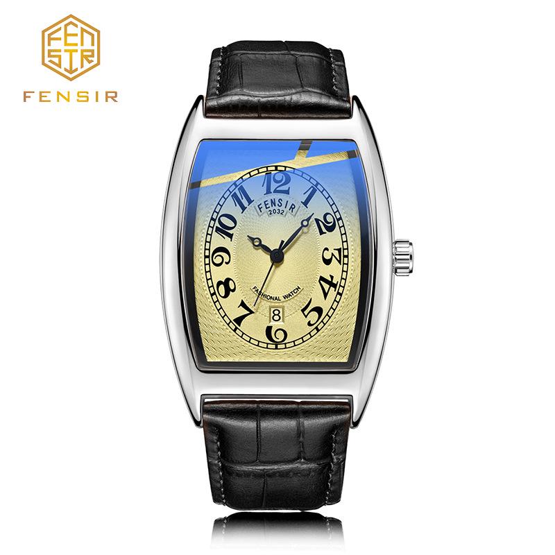 Fins Men's Tonneau Classic Blue Light Retro Business Waterproof Quartz Watch