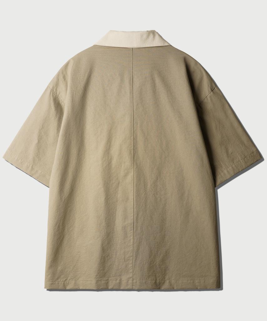 JEMUT Bliss Open Collar Half Shirt Khaki Beige Nsss2633