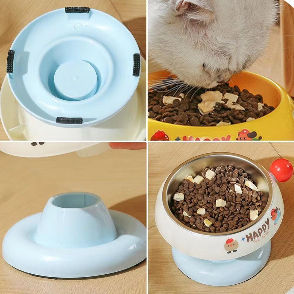 Stainless Steel Pet Bowl Dopamine Non-slip Cat Bowl Detachable High Feet Pet Feeding Bowl