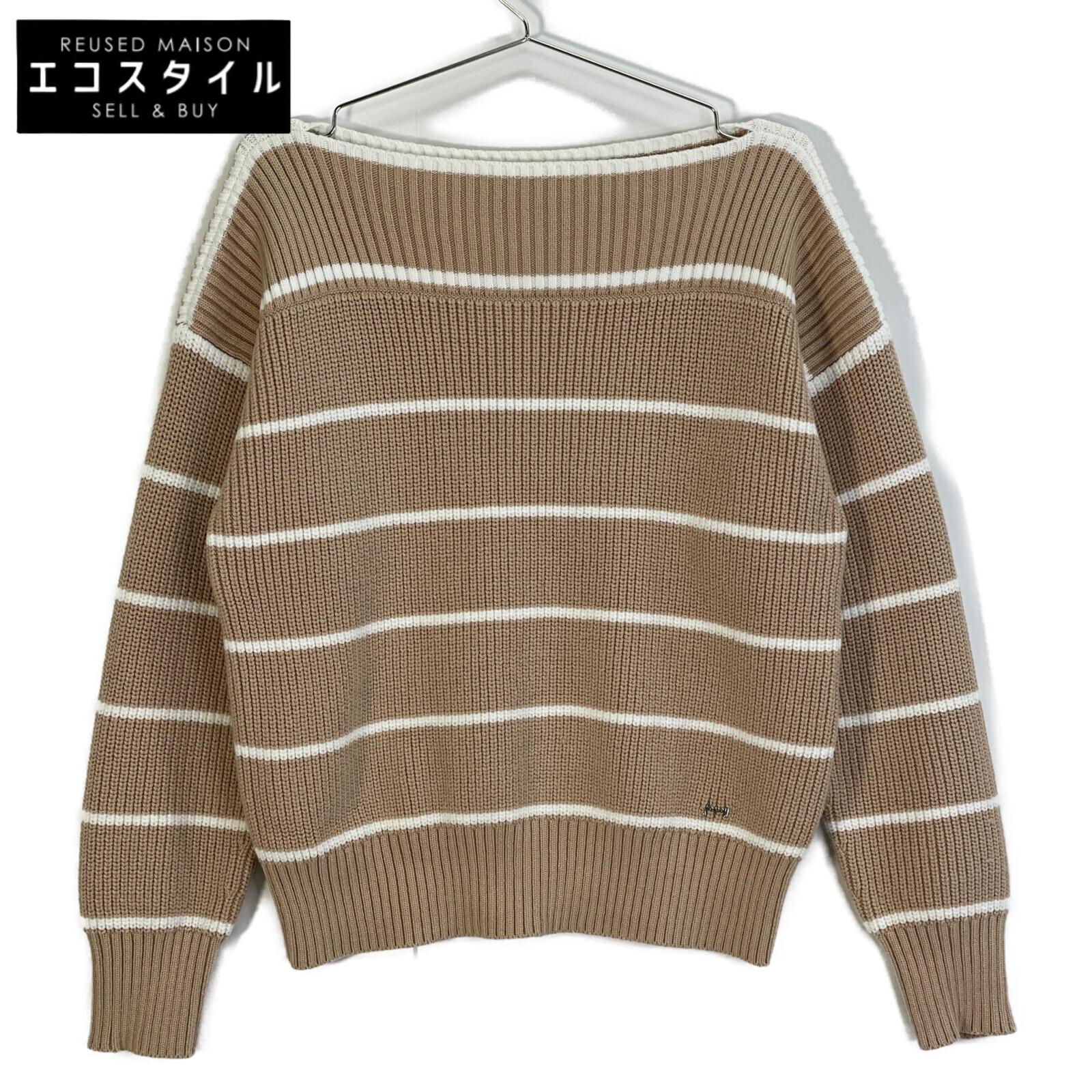 

FOXEY 24 Year 44134 Beige x White Cotton Knit Top Olivia stripe knit pullover tops 40 Beige x whiteUsed