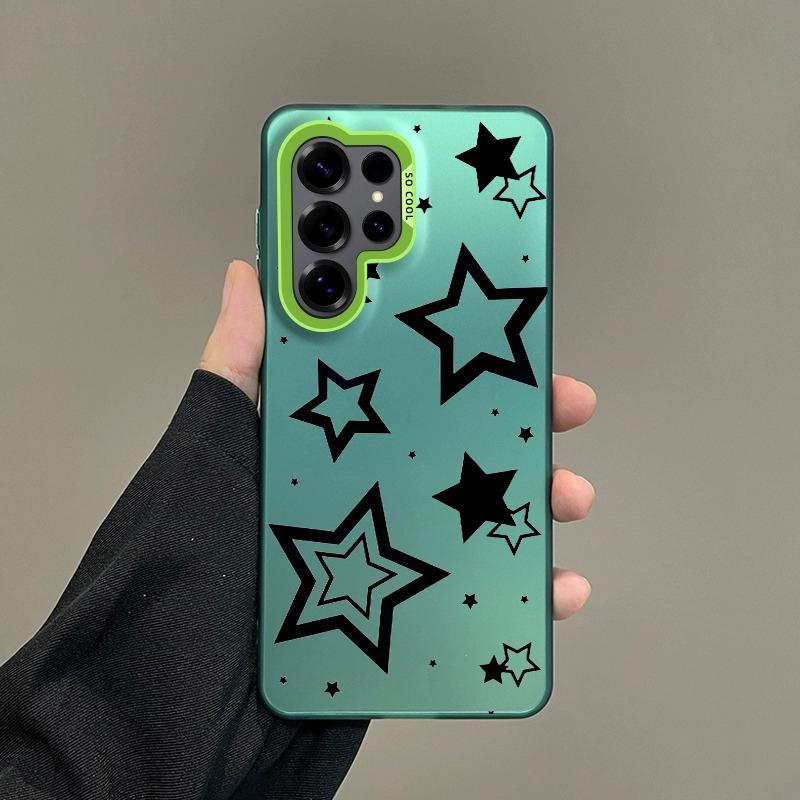 Color Phone Case For Samsung Galaxy S26 S25 S24 S23 S22 Ultra S20 S10 S21 FE 5G Plus Silver Plated IMD Cover Style Stars Pattern