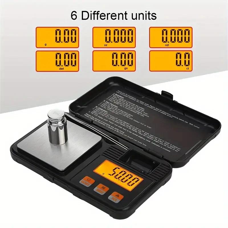 1ks přenosná digitální gramová váha na šperky z nerezové oceli s LCD displejem na práškové mince Bylinky a potraviny