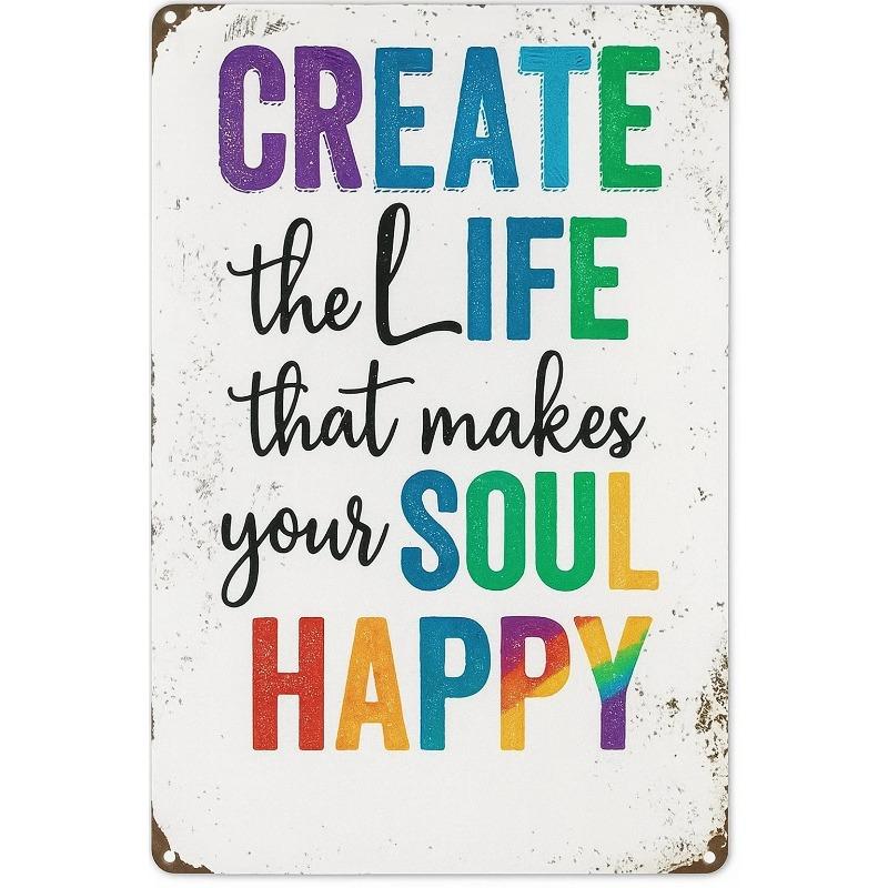 D Flat D Flat D FlatDistressed Vintage Metal Wall Sign Positive Affirmation Rustic Farmhouse Decor with Uplifting Phras 20x30cm(7.8x11.8inch)