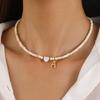 Colier choker boem cu inițiale, coliere cu pandantiv în formă de inimă, scoică, literă, mărgele, colier din oțel inoxidabil pentru femei, trend 2025