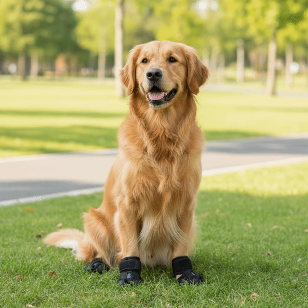 4pcs/set Adjustable Dog Anti-Slip Shoes Comfortable Self Adhesive Pet Foot Covers Breathable Wear-Resistant Dog Walking Shoes