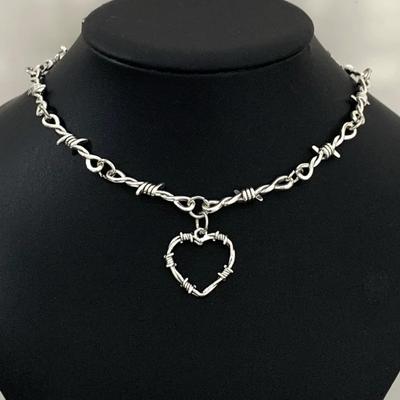 Kleine Draht Brombeersträuchern Eisen Herz Halsband Halskette Frauen Hip-Hop Gothic Punk Stil Stacheldraht Kleine Dornen Kette Halsband Geschenke