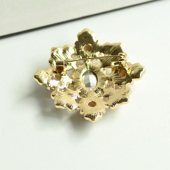 Dazzling Brooch High-Saturation Imitation Gemstones Faux Pearls Inlaid Palace Style Brooch Pin Coats Sweaters Scarves Badge