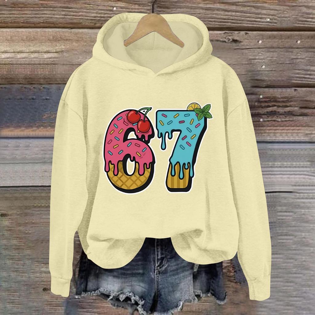 Women's Fashionable Casual Long-Sleeved Printed Hooded Sweatshirt