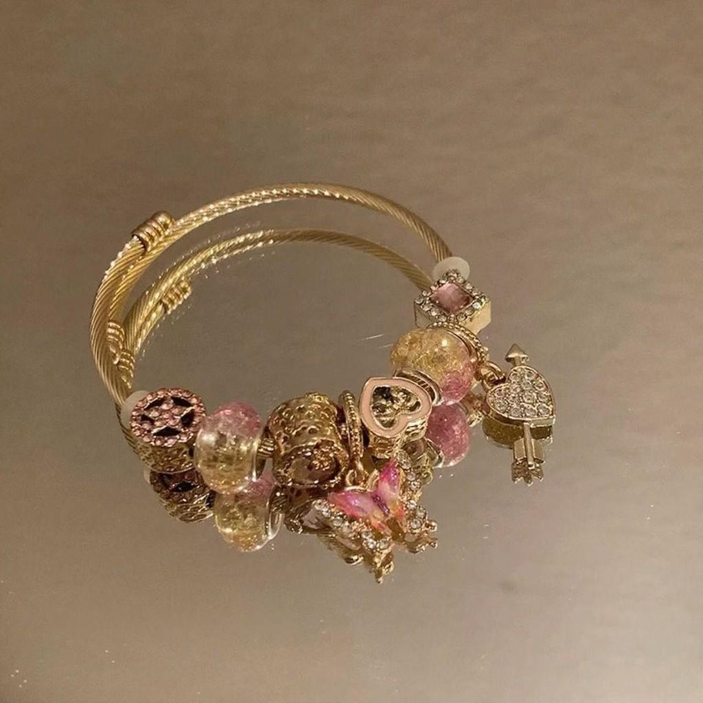 Vintage Butterfly Water Drip Bracelet With Beaded Design For Unisex Fashion Accessory