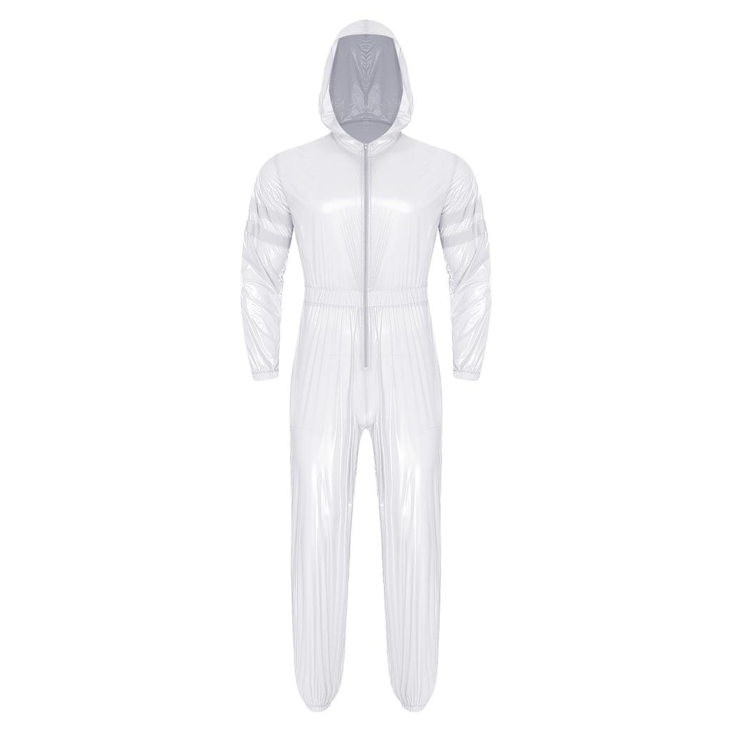 Pánské vysoce viditelné reflexní montérky, voděodolné, se zapínáním na zip vpředu, s dlouhým rukávem, elastickým pasem, s kapucí