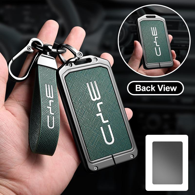 Zinc Alloy Leather Car Nfc Card Remote Key Cover Case For Byd Tang Dm Han Ev Song Pro Qin Plus Dmi Keychain Accessories