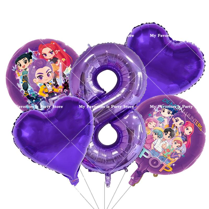 Kpop Demon Hunters Children Birthday Party Decoration Ball Number Digit 1-10 Balloon Set Baby Shower Supplies Gift Toy s Round Sensory Compression