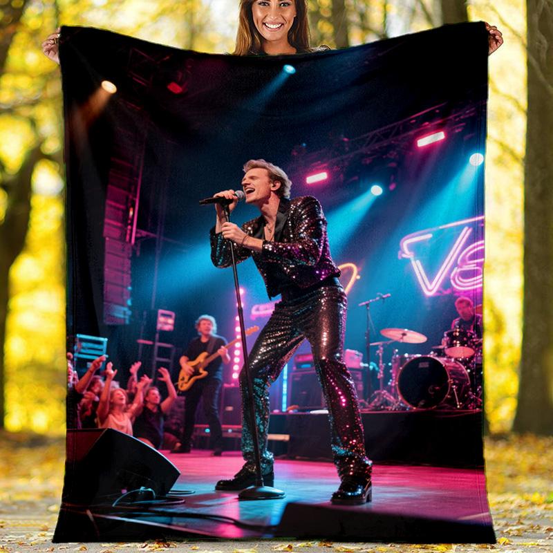 

Pop Singer Sequin Stage Concert Flannel Fleece Blanket, Soft Warm Throw Blanket for Sofa Bed, Music Fan Gift 80cm x 120cm