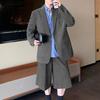 Two Pieces Outfits Men Oversized Long Sleeve Blazer Capri Pants Sets Outfits