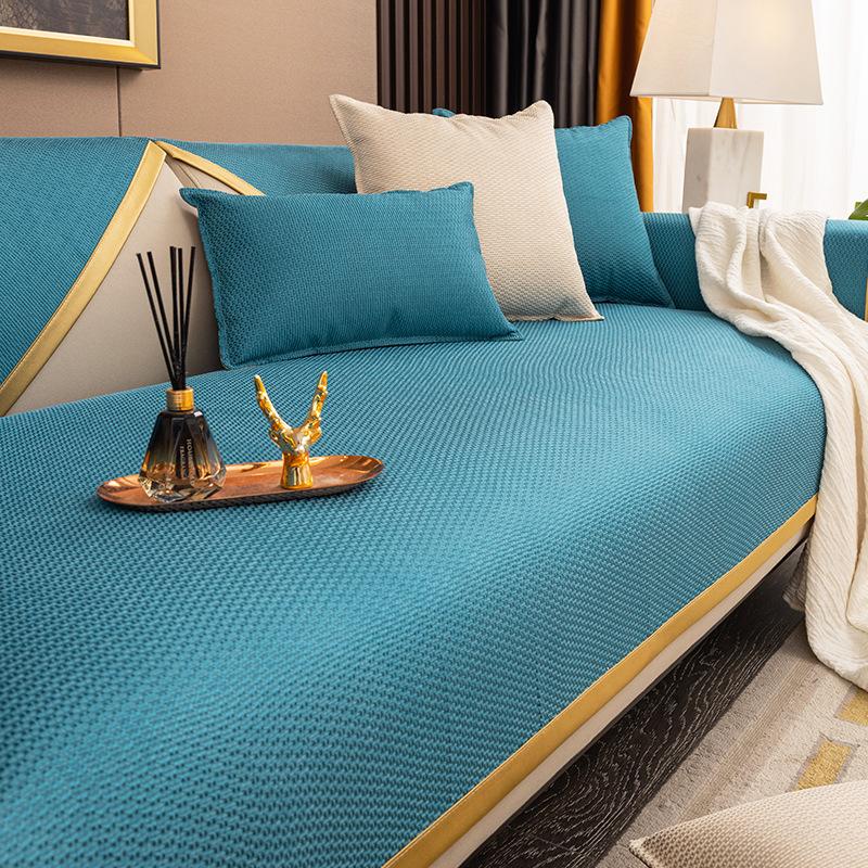 

Luxury Gold Edged Jacquard Sofa Cover Non-Slip Chenille Back Towel Universal Four Seasons Living Room Cushion Cover 90x280cm 1pcs