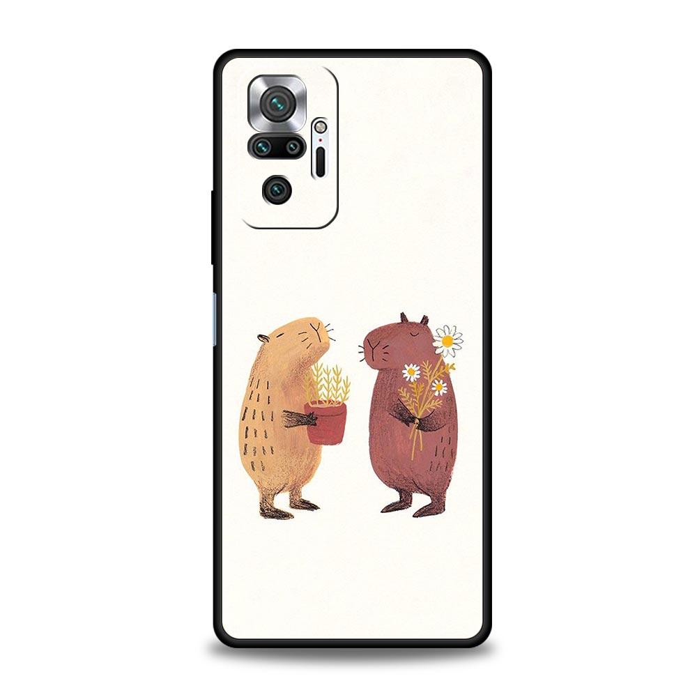 Phone Case For Xiaomi Redmi Note 13 12 5G 9S 9 8 10 11 Pro 9T 13C 12C 10C 9C 9A 7 Pro Soft Silicone Cover Cartoon Capybara