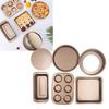 6pcs Baking Mold Set Loose Bottom Anti Stick Carbon Steel Cake Pizza Brd Pan for Home Kitchen