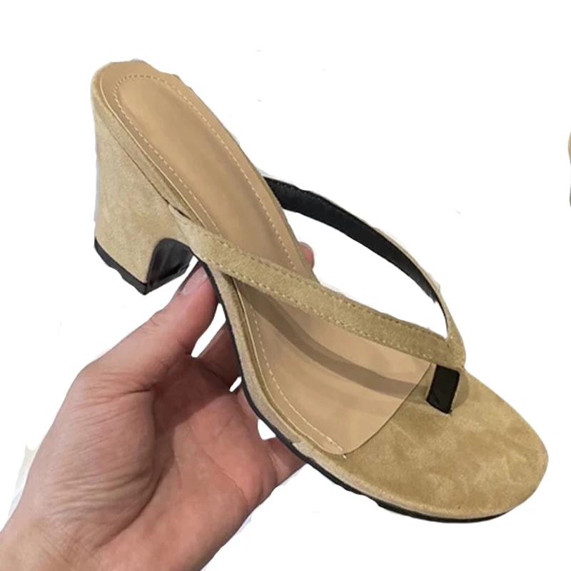 Módní dámské pantofle Boty na vysokém podpatku Klip na prsty Módní dámské sandály Letní lodičky 2025 Plážové žabky Elegantní Sandalias De Mujer