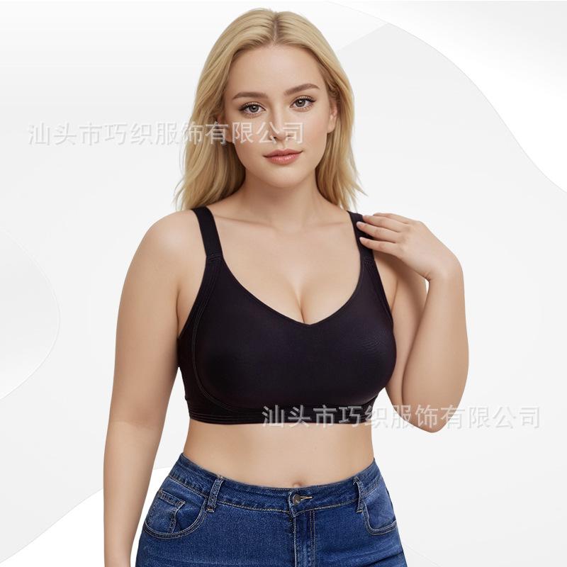 

Foreign trade Europe and the United States large size seamless underwear jelly strip gathering no steel ring bra new S чёрный