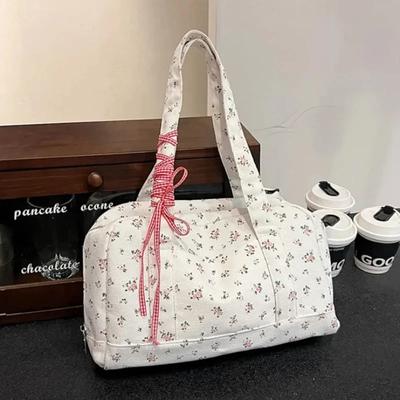 Youth Canvas Zipper Satchels  Soft Crossbody Bag  High-quality Floral Versatile Shoulder Bag for Women