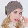 Double Layer Cotton Fabric Hot Diamond and Beaded Hooded Cap A Fashionable Versatile and Warm Postpartum Cap for Autumn and Winter