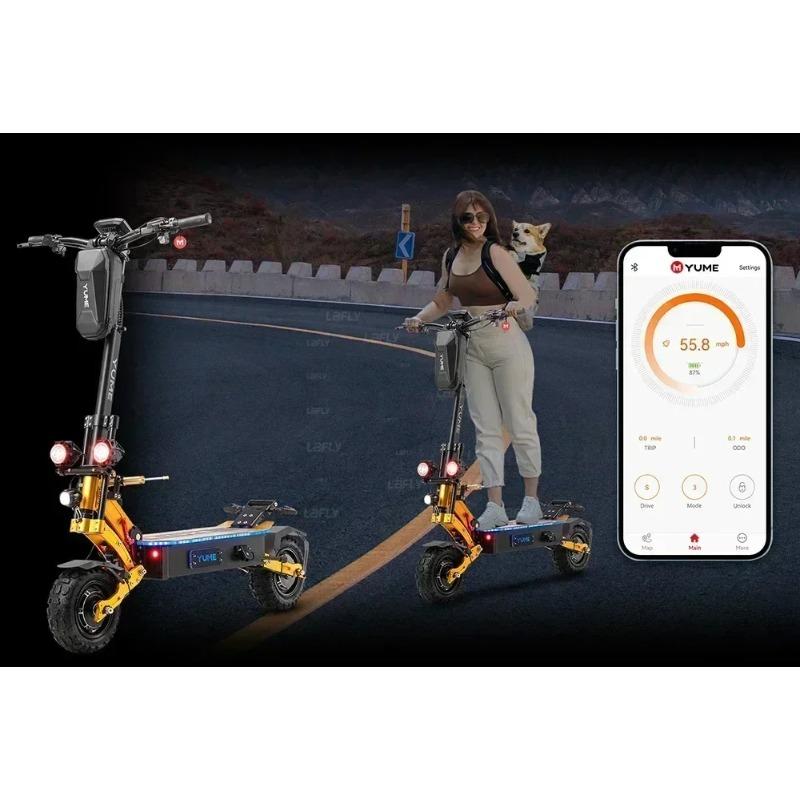 YUME X11+ EU Certifikovaná elektrická koloběžka, 6000W, Dva motory, 60V 27Ah Baterie, 11palcové pneumatiky, max. rychlost 95 km/h Tlumič řízení