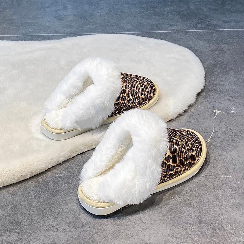 Zima Ženy Bavlna Pantofle Vodotěsné Teplé Plyšové Obuv Móda Halová Domácnost Obuv s tlustou podrážkou Protiskluzové Pevné pantofle