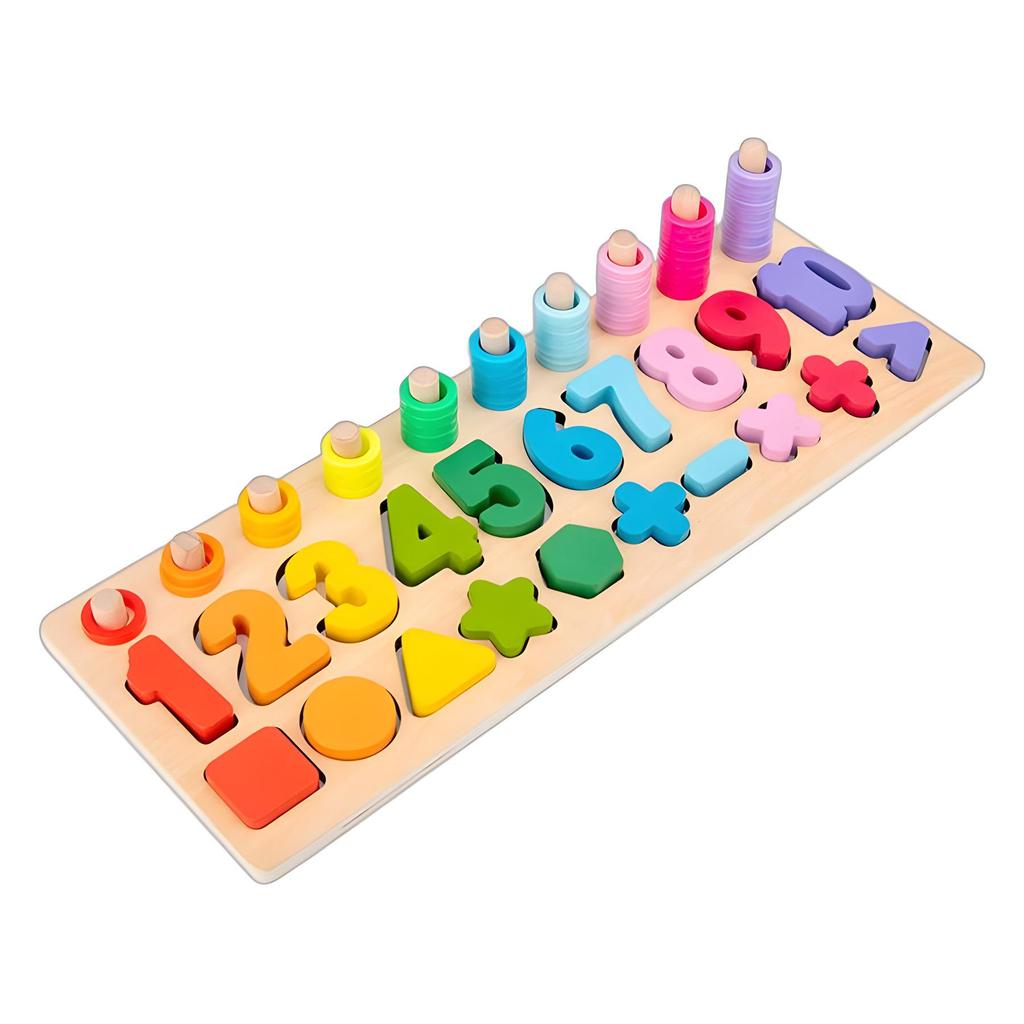 3-in-1 Wooden Number Shape Matching Puzzle for Early Education