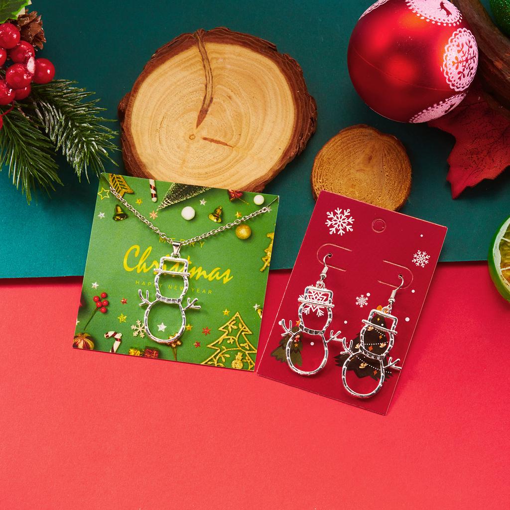Sweet Enamel Pink Christmas Tree Drop Earrings for Women Fashion Simple Hollow Snowman Earrings Girls Xmas New Year Jewelry Gift