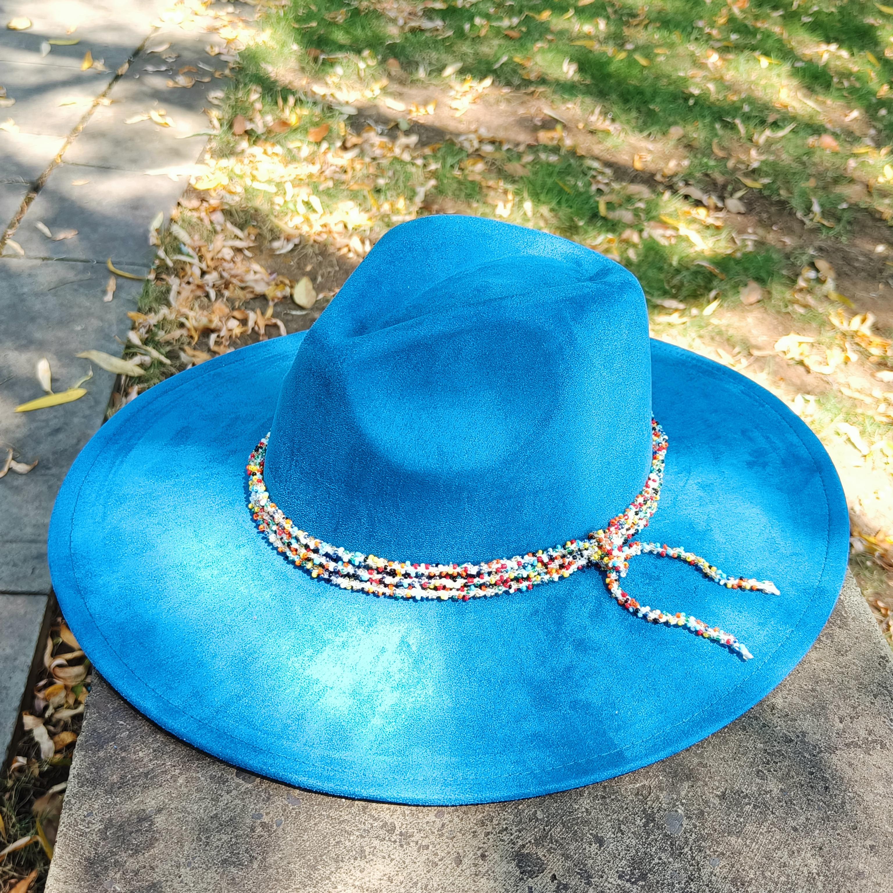 

metal chain Vegan Suede fedora hat woman designer Wide brim hat men suede hat top hat cap flat hat felt sombrero hombre 56-58