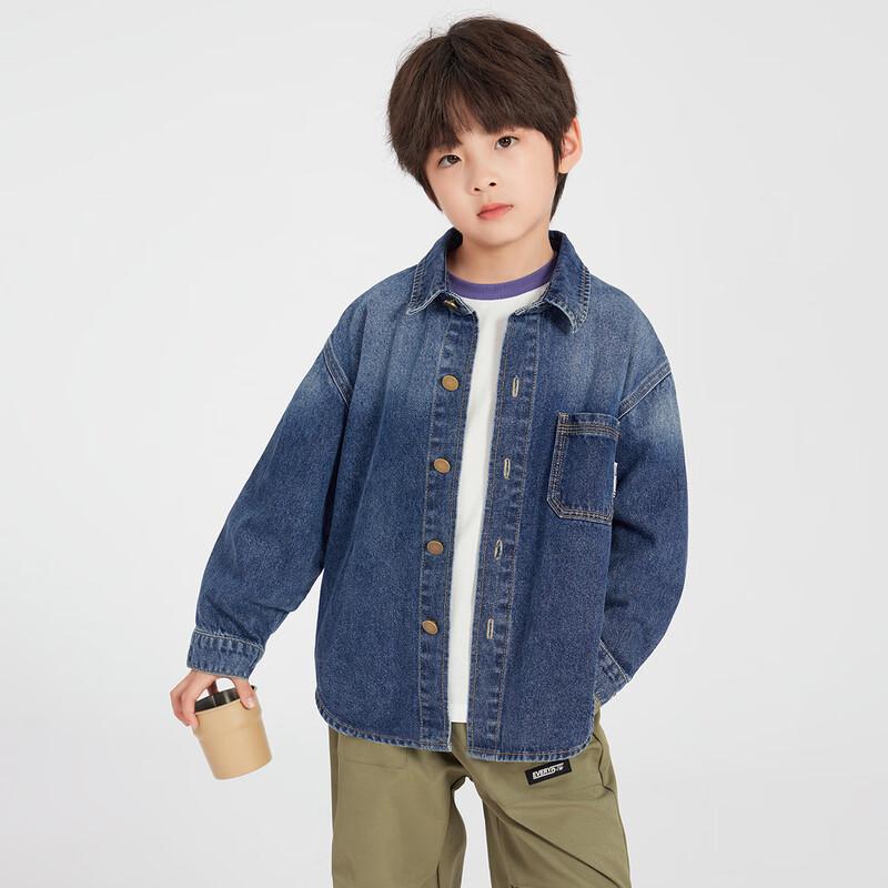 Duoduojia Boys' Embroidered Gradient Casual Denim Jacket