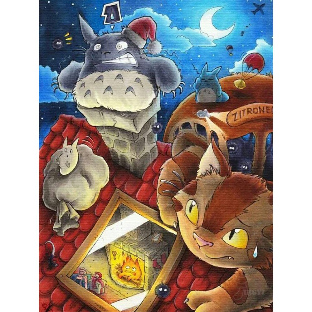 The Cartoon Animal Totoro Diamond Painting Japanese Anime 5D Diamond Embroidery Cross Stitch Handmade Art Gift Home Decor