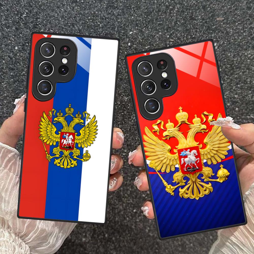 Russia Flag Mobile Cell Phone Case for Samsung Galaxy S26 S25 S24 S23 S22 S21 S20 Note20 Plus FE Ultra Glass Colorful Cover
