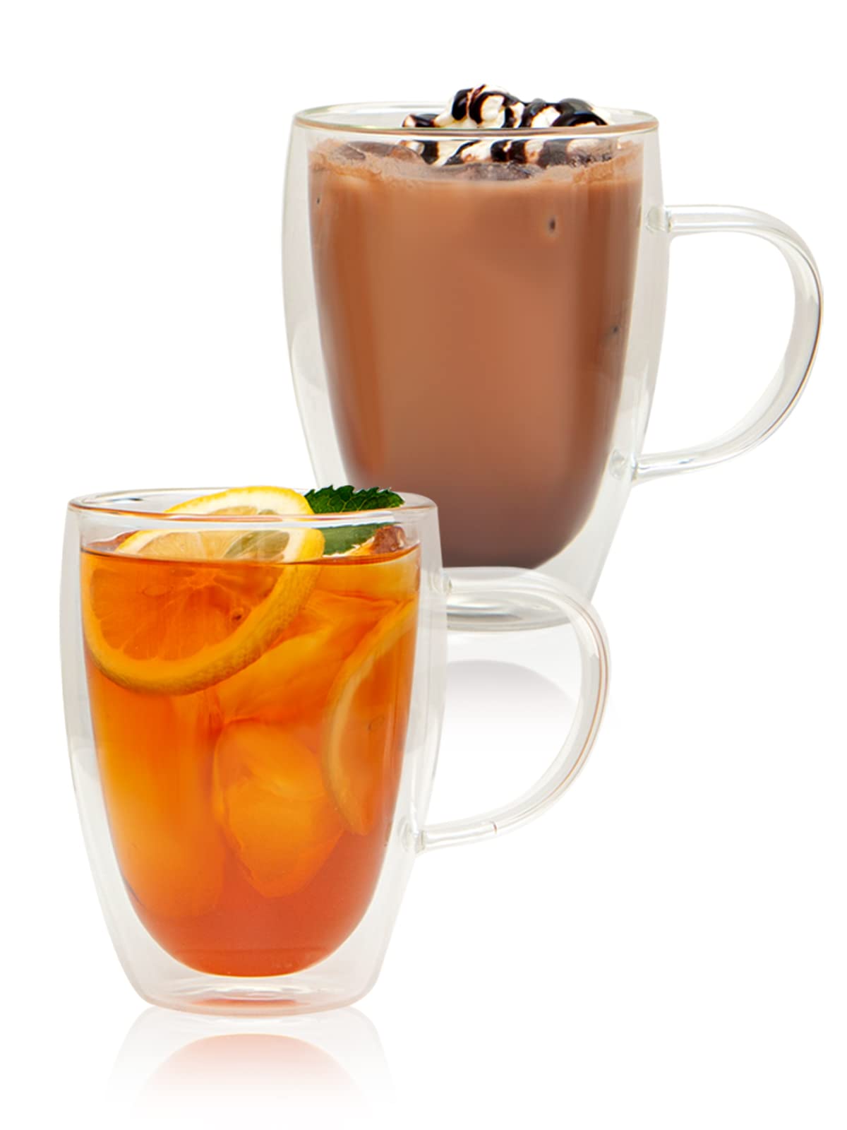 

Кружка для кофе [Сохраняет горячее и холодное, предотвращает таяние льда] Кофейная чашка, Двустенное стекло, Термостойкая стеклянная чашка (350 мл, Набор из 2 штук)