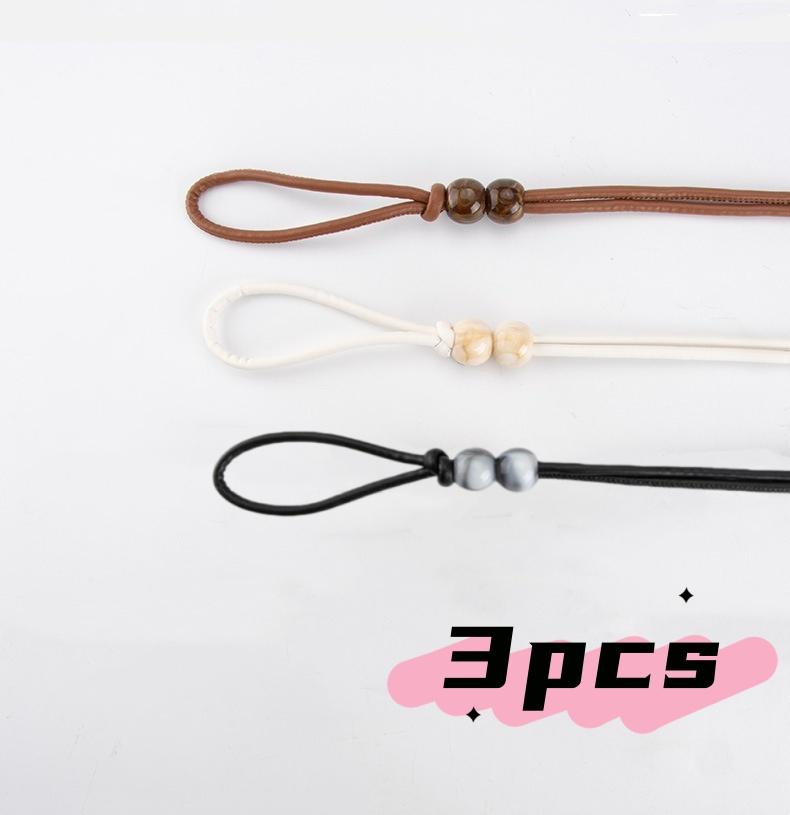 New Chinese Style Waist Rope Thin Belt for Women Ethnic Style Leather Rope Beaded Dress Long Rope Knotted Waist Chain Jewelry