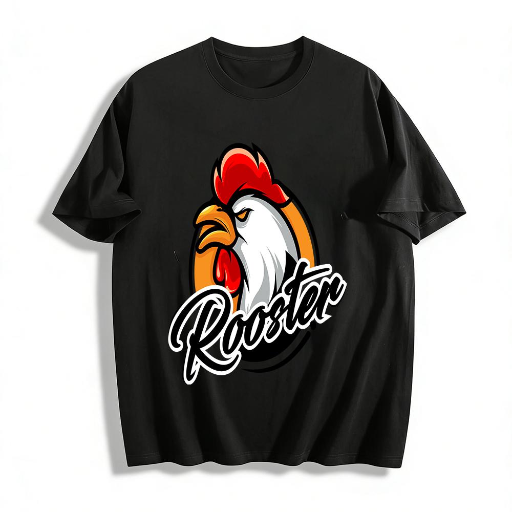 

Vintage Rooster Graphic Print Casual Tee Unisex Street Style Top Pure cotton T-shirt XXS